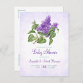 Lilac Blume Botanical Lila Green Baby Dusche Einladungspostkarte (Vorne/Hinten)
