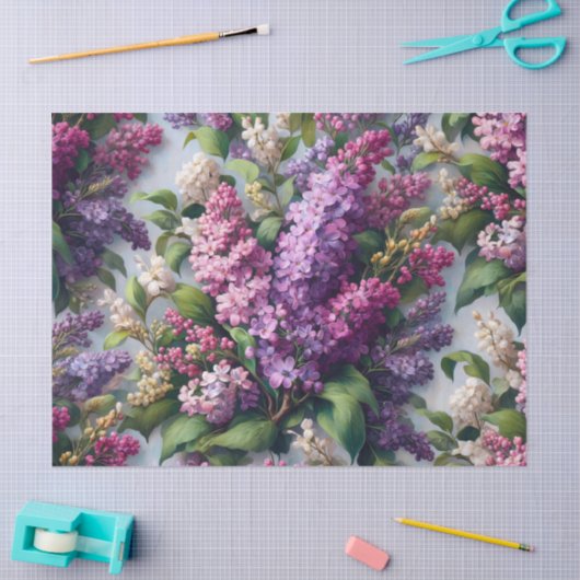 Lilac-Blume Botanisches Wasserfarbendekoupage Seidenpapier (Basteln)