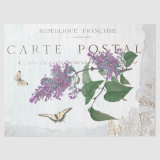 Lilac Blume Butterfly Carte Postale Blue Painted Seidenpapier