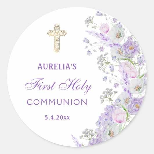 Lilac Blume Erste Kommune Rundkleber Runder Aufkleber (Vorderseite)