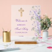 Lilac Blume Erste Kommune Willkommen Acrylschild (Hochzeit)