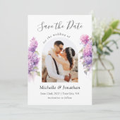 Lilac Blume Foto Bible Verse Christlich Hochzeit Save The Date (Stehend Vorderseite)