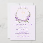 Lilac Blume Girls Erste Bestätigung Einladung (Vorderseite)