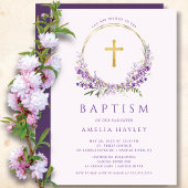 Lilac Blume Girls First Baptisse Einladung