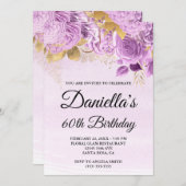 Lilac Blume Goldener Wald 60. Geburtstag Einladung (Vorne/Hinten)