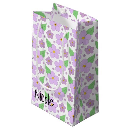 Lilac Blume Kleine Geschenktasche Geschenktüte (Vorderseite Schrägansicht)