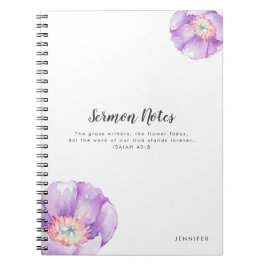 Lilac Blume Personalisiert Sermon Notes Journal Notizblock