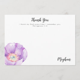 Lilac Blume Personalisierte Schrift Danke Karte