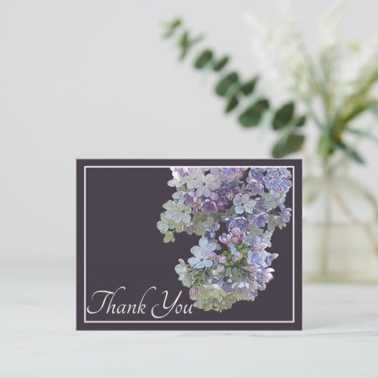 Lilac Blume Plum Background Vielen Dank Postkarte (Stehend Vorderseite)