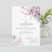 Lilac Blume | Rustikale Script Floral Wedding Einladung (Stehend Vorderseite)