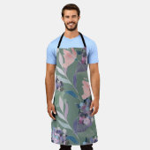 Lilac Blume Sage Gray Pattern Schürze (Getragen)