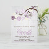Lilac Blume Shabby Chic Bridal Dusche Einladung (Stehend Vorderseite)