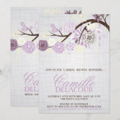 Lilac Blume Shabby Chic Bridal Dusche Einladung (Vorne/Hinten)