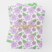 Lilac-Blume, Streifen und Zickzack Papierblätter Geschenkpapier Set (Beispiel)