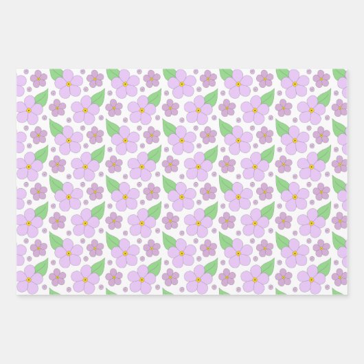 Lilac-Blume, Streifen und Zickzack Papierblätter Geschenkpapier Set (Vorderseite)