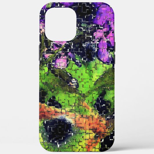 Lilac-Blume und Blätter in geschnitztem Mosaik Case-Mate iPhone Hülle (Rückseite)