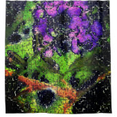 Lilac-Blume und Blätter in geschnitztem Mosaik Duschvorhang (Vorderseite)