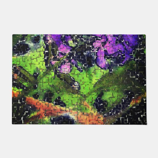 Lilac-Blume und Blätter in geschnitztem Mosaik Fußmatte (Vorderseite)