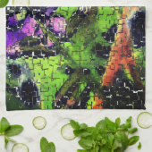 Lilac-Blume und Blätter in geschnitztem Mosaik Geschirrtuch (Gefaltet)