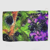 Lilac-Blume und Blätter in geschnitztem Mosaik Golfhandtuch (Horizontal)