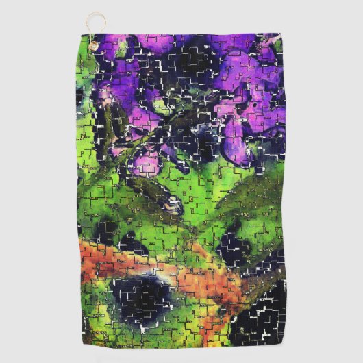 Lilac-Blume und Blätter in geschnitztem Mosaik Golfhandtuch (Vorderseite)