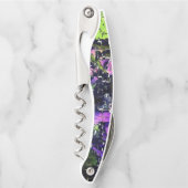 Lilac-Blume und Blätter in geschnitztem Mosaik Kellnermesser (Vorderseite)