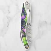 Lilac-Blume und Blätter in geschnitztem Mosaik Kellnermesser (Rückseite)