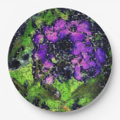 Lilac-Blume und Blätter in geschnitztem Mosaik Pappteller (Vorderseite)