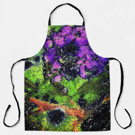 Lilac-Blume und Blätter in geschnitztem Mosaik Schürze