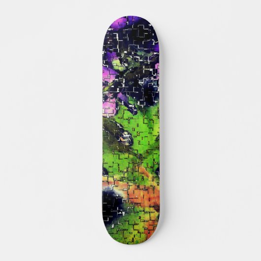 Lilac-Blume und Blätter in geschnitztem Mosaik Skateboard (Vorne)