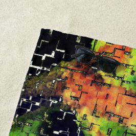 Lilac-Blume und Blätter in geschnitztem Mosaik Strandtuch