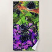 Lilac-Blume und Blätter in geschnitztem Mosaik Strandtuch (Vorderseite)