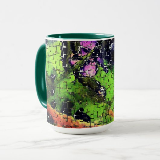 Lilac-Blume und Blätter in geschnitztem Mosaik Tasse (Vorderseite Links)