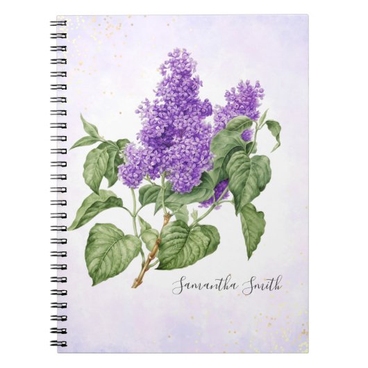 Lilac Blume Vintag Botanische Lila grüne Blüte Notizblock (Vorderseite)