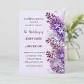 Lilac Blume Wasserfarbe Rustikale Hochzeit Einladung (Stehend Vorderseite)