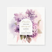 Lilac Blume Wasserfarben Kunst Hochzeit Bibel Vers Serviette (Vorderseite)