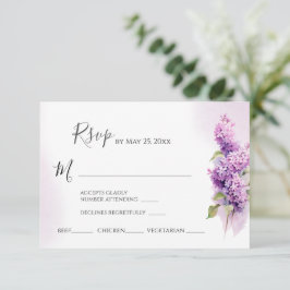 Lilac Blume Watercolor Hochzeitsmahlzeiten RSVP Karte