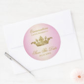 Lilac Blush Burgundy Save the Date Quinceanera Runder Aufkleber (Umschlag)
