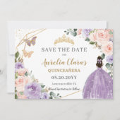 Lilac Blush Floral Gold Quinceanera 16 . Geburtsta Save The Date (Vorderseite)