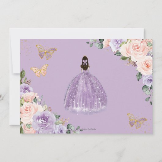 Lilac Blush Floral Gold Quinceanera 16 . Geburtsta Save The Date (Rückseite)