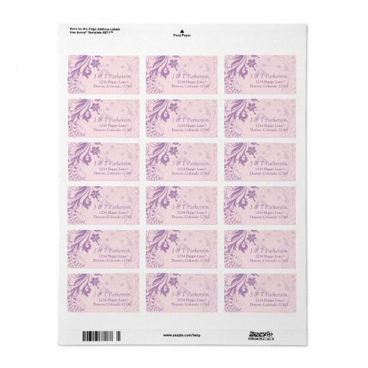 Lilac Blush Pink Floral Wedding Address Label Adressaufkleber (Vorne)
