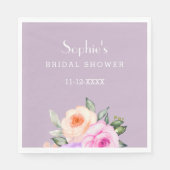 Lilac Blush Pink Peach Rose Brautparty Serviette (Vorderseite)