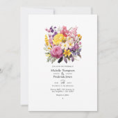 Lilac, Blush Pink und Vintag-Gelbe Hochzeit Einladung (Vorderseite)