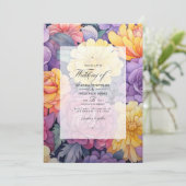 Lilac, Blush Pink und Vintag-Gelbe Hochzeitsinvit Einladung (Stehend Vorderseite)