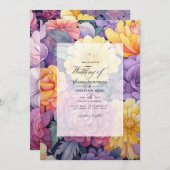 Lilac, Blush Pink und Vintag-Gelbe Hochzeitsinvit Einladung (Vorne/Hinten)