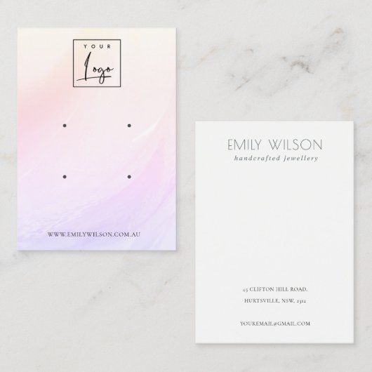 Lilac Blush Wave Hologram Logo 2 Earring Display Visitenkarte (Vorne/Hinten)