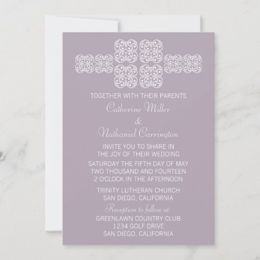 Lilac Bohemisch Chic Wedding Einladung (Vorderseite)