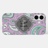 Lilac Bohemisch Paisley Custom Monogram Case-Mate iPhone Hülle (Rückseite (Horizontal))