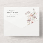 Lilac Boho Wildblume Fern Botanische Hochzeit All In One Einladung (Rückseite)