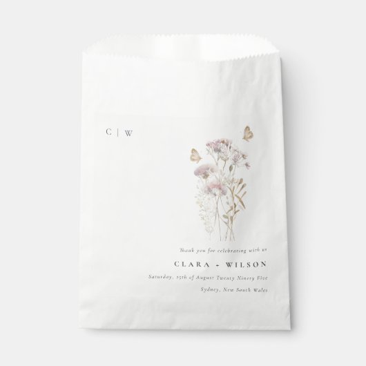 Lilac Boho Wildblume Fern Botanische Hochzeit Geschenktütchen (Vorderseite)